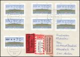 1993  Automatenmarken auf R-Brief mit Rückschein und...