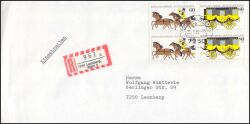 1985  Mehrfachfrankatur auf R-Brief