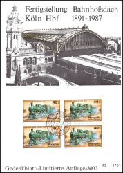 1987  Fertigstellung Bahnhofsdach Köln Hbf