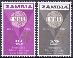 Sambia 1965  100 Jahre Internationale Fernmeldeunion (ITU)