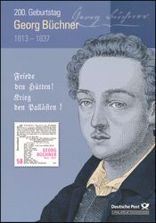 2013  Postamtliches Erinnerungsblatt - Georg Bchner