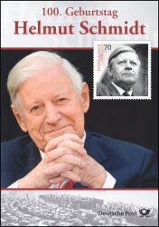 2018  Postamtliches Erinnerungsblatt - Helmut Schmidt