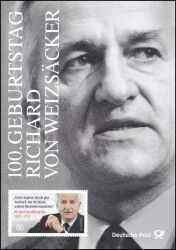 2020  Postamtliches Erinnerungsblatt - Richard von Weizsäcker