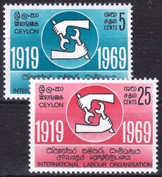 Ceylon 1969  50 Jahre Internationale Arbeitsorganisation (ILO)