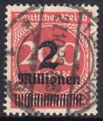 1923  Freimarke mit Aufdruck der neuen Wertstufe