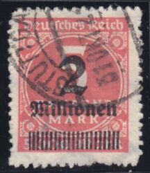 1923  Freimarke mit Aufdruck der neuen Wertstufe