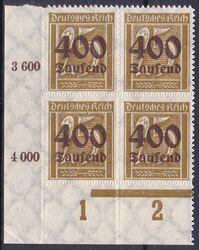 1923  Freimarke: Ziffern mit neuem Wertaufdruck