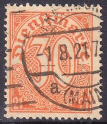 1920  Dienstmarke für Preußen mit Ablösungsziffer "21"