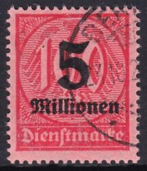 1923  Dienstmarke mit neuem Wertaufdruck