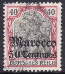 Marokko - 1905  Freimarke mit Aufdruck "Marocco" ohne Wz.