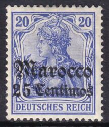 Marokko - 1906  Freimarke mit Aufdruck "Marocco" mit Wz.