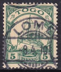 Togo - 1909  Freimarke: Kaiseryacht mit Wz.