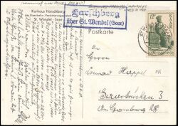 1950  Einzelfrankatur auf Postkarte