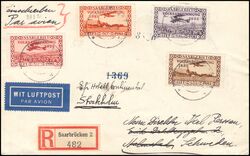 1934  Mischfrankatur auf Auslandsbrief per Einschreiben