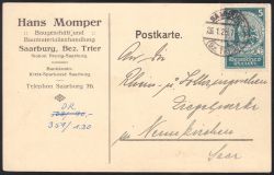 1925  Einzelfrankatur auf Postkarte