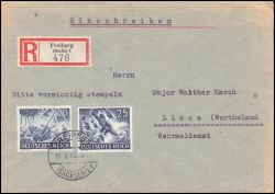 1943  Mischfrankatur auf Einschreibebrief