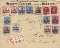 1919  Mischfrankatur auf Einschreibebrief