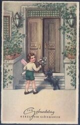 Geburtstagskarte - Junge mit Hund