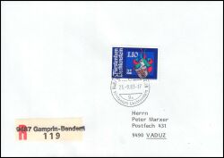 1983  Einzelfrankatur auf Einschreibebrief