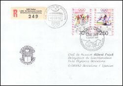 1992  Mischfrankatur auf Auslandsbrief per Einschreibebrief