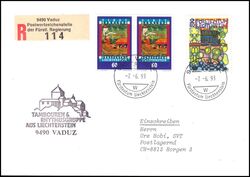 1993  Mischfrankatur auf Auslandsbrief per Einschreibebrief