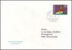 1976  Einzelfrankatur auf Brief