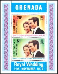 Grenada-Grenadinen 1973  Hochzeit von Prinzessin Anne und Mark Phillips