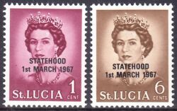 St. Lucia 1967  Freimarken mit Aufdruck