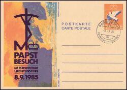 1984  Taube mit Zudruck "Papstbesuch in Liechtenstein"